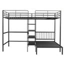 Full Over Twin Bunk Bed With Built In Desk, Shelves And Ladder - Black