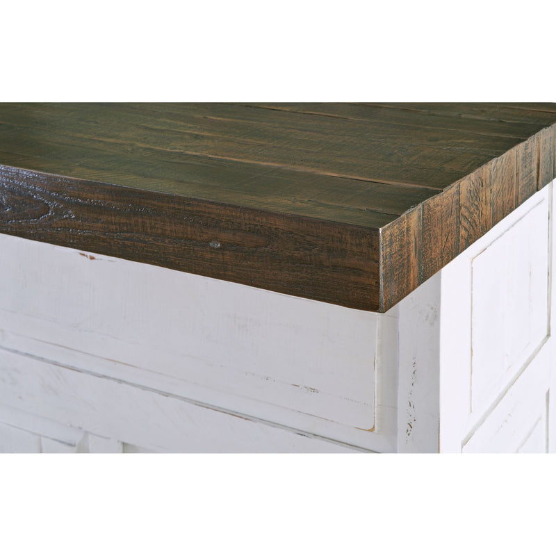 Condesa - 68" Wooden Bar With Wine Storage - Distressed White Finish
