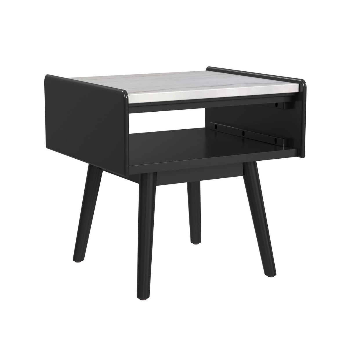 Lanette End Table With White Marble Top in Black by Elements International