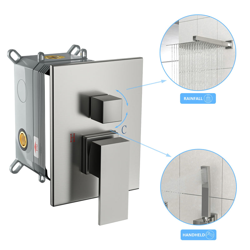 Modern Shower System With Adjustable Slide Bar, Stainless Steel And Brass Construction