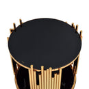 Tanquin - End Table - Black Glass & Gold
