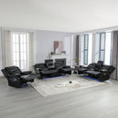 Home Theater Recliner Set Manual Recliner Chair With A LED Light Strip Two Built-In Cup Holders For Living Room