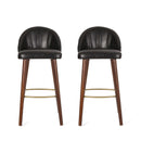 Contemporary Channel Stitch Counter Height Barstools (Set of 2) - Black / Espresso