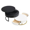 Modern Round Lift-Top Nesting Coffee Tables With 2 Drawers