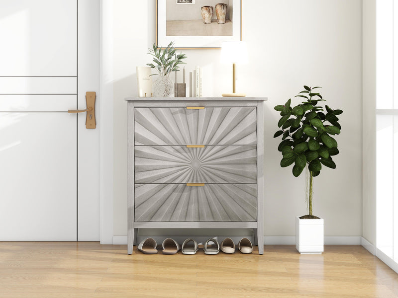 3 Drawer Storage Cabinet, 3 Drawer Modern Dresser, Chest Of Drawers Farmhouse For Entryway, Living Room, Bed Room - Light Gray