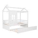 Twin Size Classic House Bed With Twin Size Trundle - White