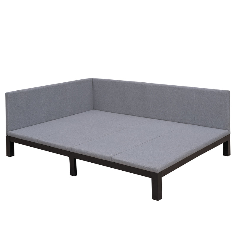 Upholstered Daybed/Sofa Bed Frame Full Size Linen-Gray