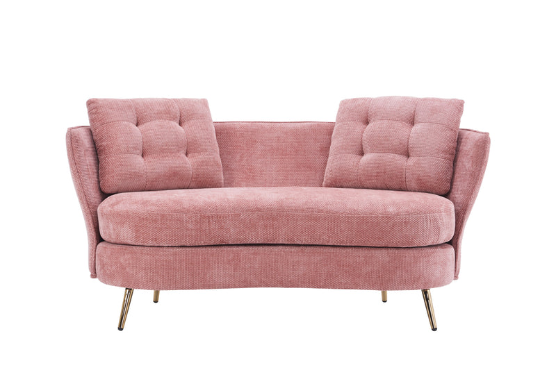 Polyester Fiber Loveseat Sofa Chair Upholstered Couch With Golden Metal Legs Club Two-Seat Sofa For Living Reading Room Bedroom Apartment Small Space Dorm