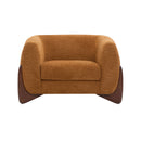 Modern Upholstered Boucle Arm Chair With Tuxedo Design And Triangular Legs