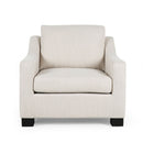 Nightowl - Upholstered Club Chair With Sloped Arms And Wood Legs - Beige