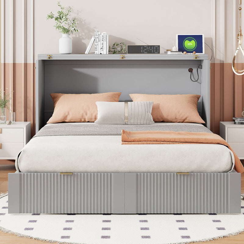 Murphy Bed With Drawer And A Set Of Sockets & USB Ports, Pulley Structure Design