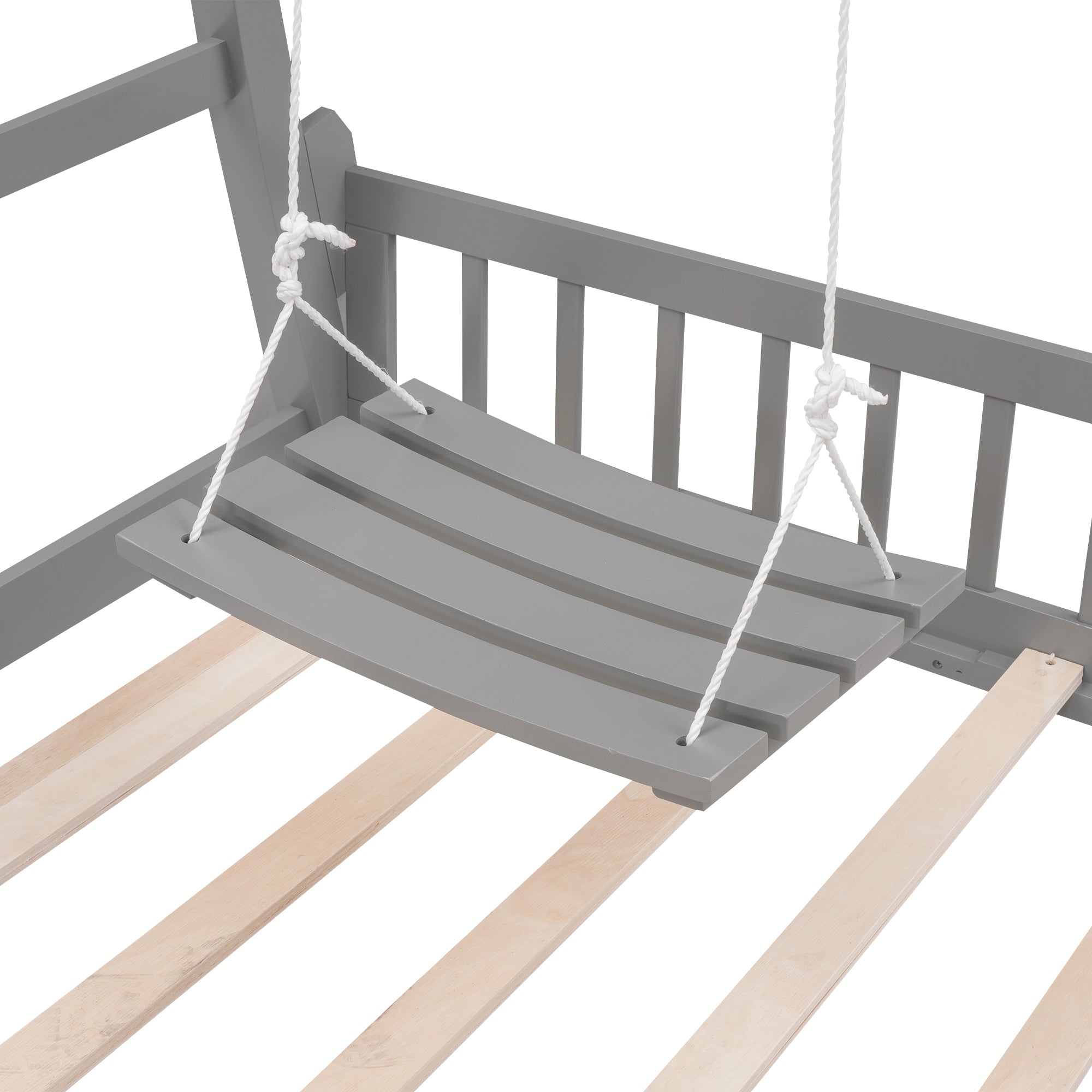 Extendable Twin Daybed with Swing and Ring Handles, Gray(Twin bed can be pulled out to be King) - Atlantic Fine Furniture Melbourne FL