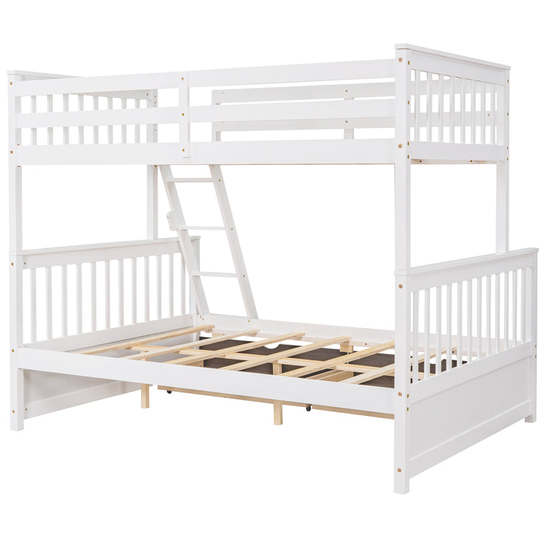 Twin-Over-Full Bunk Bed with Ladders and Two Storage Drawers (White){old sku:LT000165AAK}