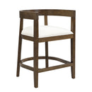 Modern Rubberwood Counter Stool Set With Upholstered Seats