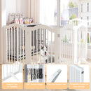 4 Panel Freestanding Pet Gate With Foldable Design And Support Feet - White