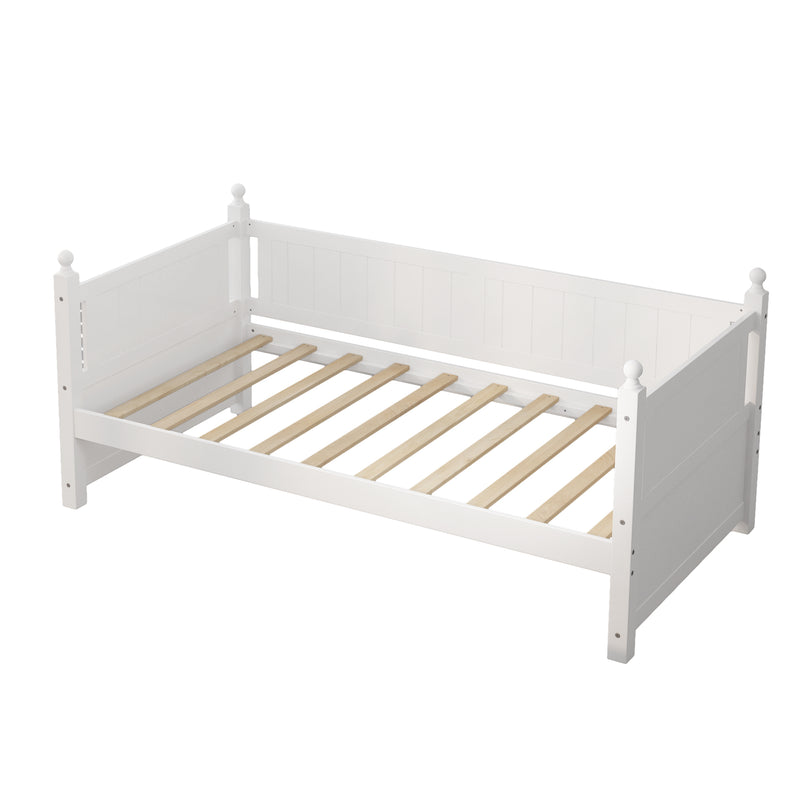 Twin Size Solid Wood Daybed with 2 drawers for Limited Space Kids, Teens, Adults, No Need Box Spring, White