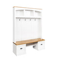 Farmhouse 4 In 1 Hall Tree With Wood Grain Bench And Top