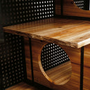 Modern Spacious Cat House With Tempered Glass And Iron Frame For Living Room - Black / Brown