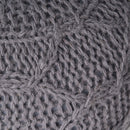 Malibu - Modern Knitted Wool Round Pouf With Handcrafted Design - Charcoal