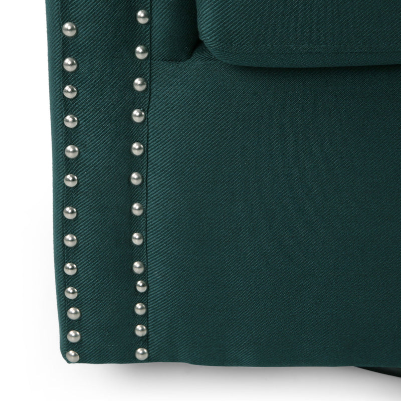 Modern Upholstered Swivel Club Chair With Nailhead Trim