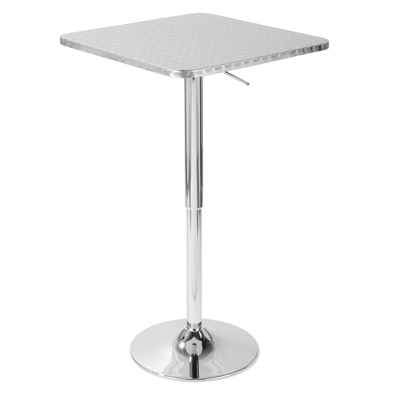 Bistro - Contemporary Adjustable Square Bar Table - Silver