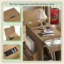 Vintage Flip Top Side Table With USB Ports