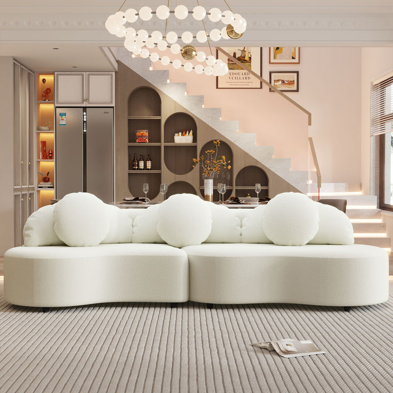 Modern Living Room Sofa Lamb Velvet Upholstered For Home