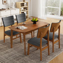 Dining Chairs (Set of 4), Wooden Dining Chair Armless, Mid Century Modern Upholstered Seat Cushion Dining Room Chair For Home Kitchen Dining Room Restaurant - Brown / Gray