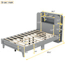 Twin Size Platform Bed with Storage Headboard,Multiple Storage Shelves on Both Sides,Grey