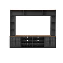 Wall Unit Entertainment Center With Bookshelves For TVs Up To 80", Tempered Glass Doors And Adjustable Shelves