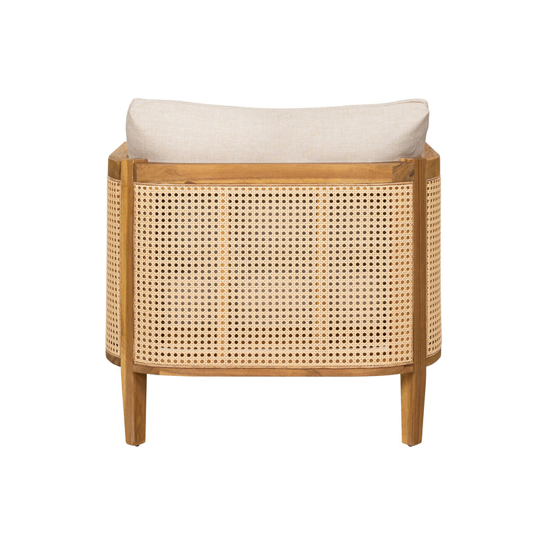 Kirkby - Bohemian Outdoor Patio Cushioned Arm Chair With Weatherproof Wooden Frame - Teak / Beige