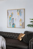 Modern Oil Painting, Square Framed Wall Art For Living Room Dining Room - Multicolor