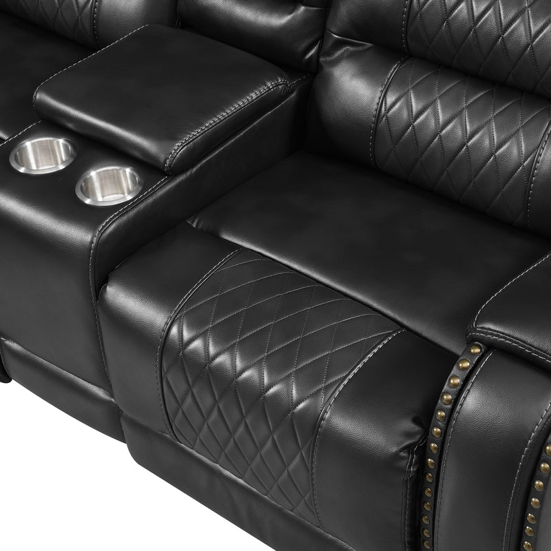 Manual Reclining Sectional Sofa Set, L Shaped Symmetrical Motion Sofa Corner Couch Sets With Storage Boxes, 4 Cup Holders And LED Light Strip For Living Room