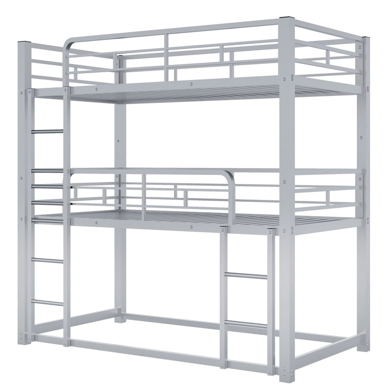 Triple Bunk Bed With Sturdy Construction And Space Saving Design