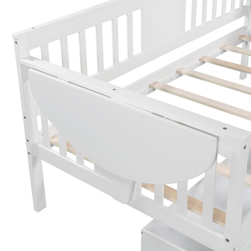 Twin size Daybed with Two Drawers, Wood Slat Support, White