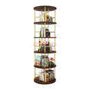 5 Tier 360 Rotating Bookshelf, Display Round Floor Standing Swivel Bookcase For Bedroom - Golden