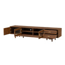 TV Stand With Fluted Doors, 2 Drawers - Walnut
