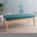 Vibratory - Button Tufted Upholstered Ottoman With Splayed Wooden Legs - Teal / Natural