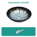 Crackle Vessel Sink With Pop Up Drain, Oval Bathroom Basin - Gray