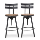 Industrial Modern Swivel Barstool With Adjustable Height - Black / Natural
