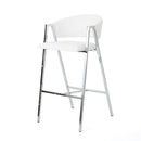 Modern Bar Stools With Low Back And Arms And Durable Metal Frame (Set of 2) - Ivory