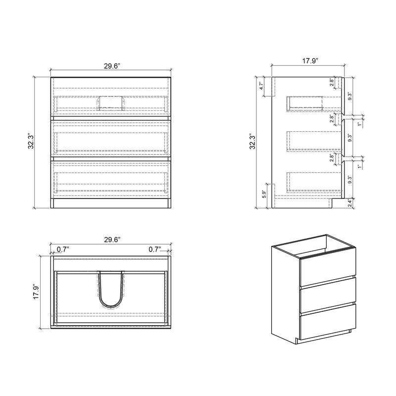 Alice - Bathroom Vanity With Sink, Large Storage Freestanding Bathroom Vanity For Modern Bathroom, One-Piece Sink Basin Without Drain And Faucet