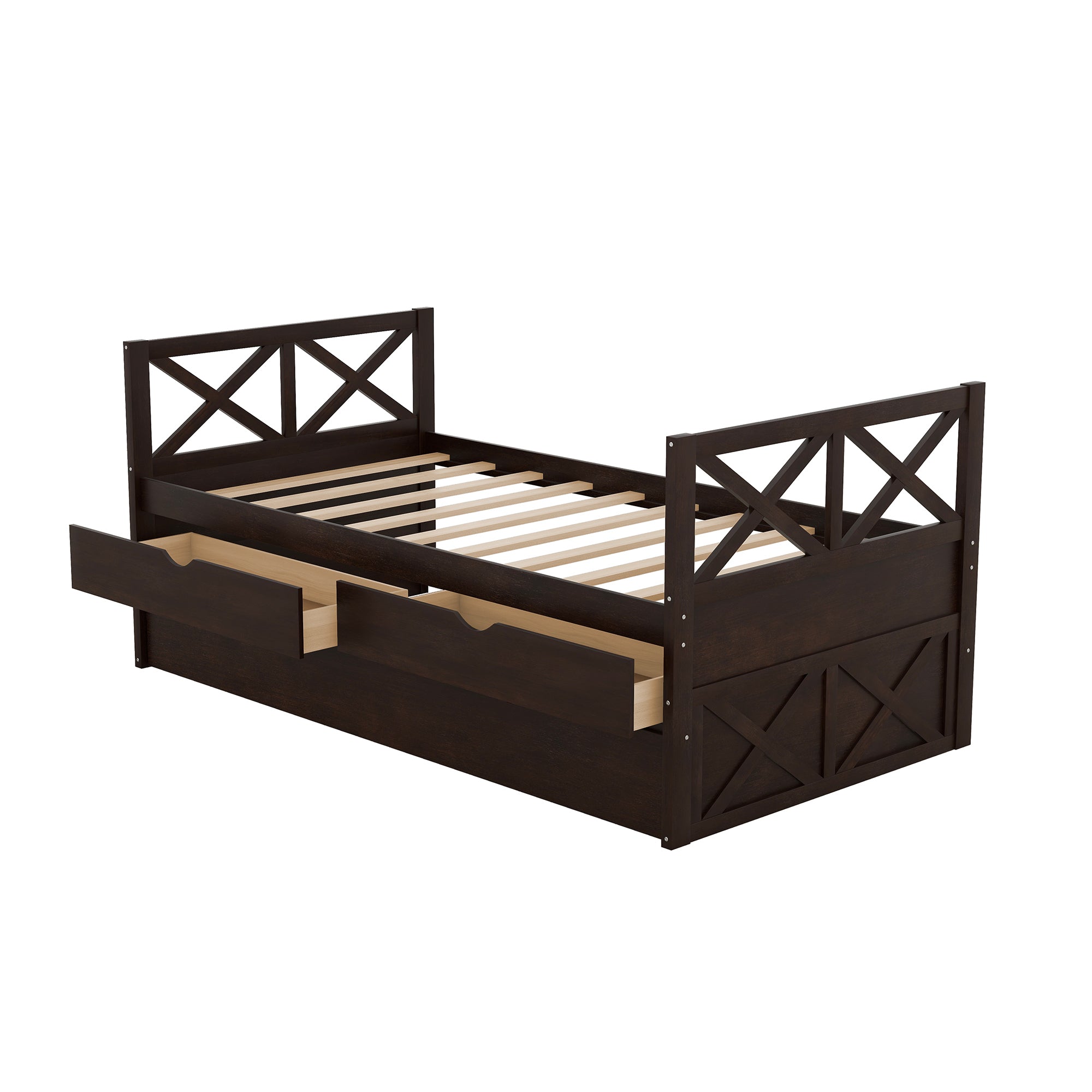 Multi-Functional Daybed with Drawers and Trundle, Espresso