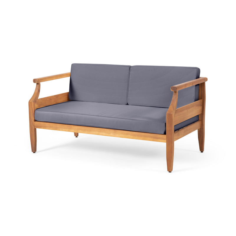 Aston - 2 Piece Wood Outdoor Patio Conversation Seating Set With Cushions