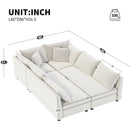 Modular Sectional Bed Couch Set With Pillows Free Combination, Minimalist Style Oversized 6 Seat Convertible Sofa