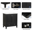 30" Bathroom Vanity With Sink Combo, Multi Functional Bathroom Cabinet With Doors And Drawer - Black