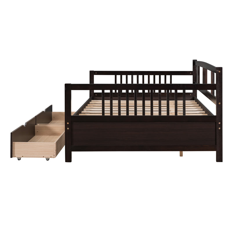 Full Size Daybed Wood Bed with Two Drawers,Espresso(OLD  SKU:LP000058AAP)