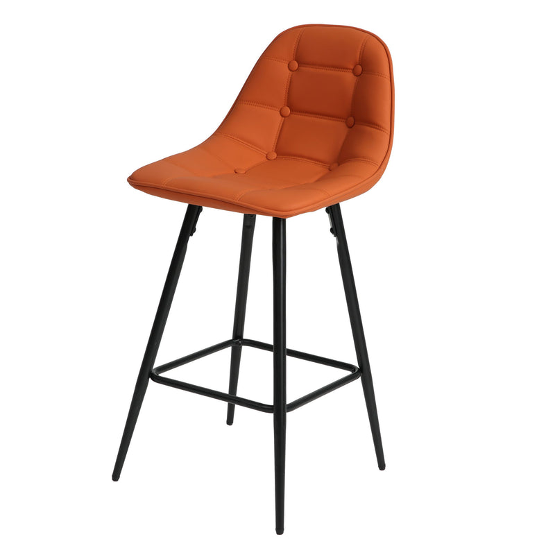 Modern Metal Counter Height Bar Stools With Back And Footrest (Set of 2)