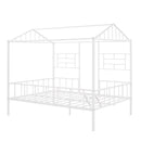 Metal House Bed Frame Full Size with Slatted Support No Box Spring Needed White