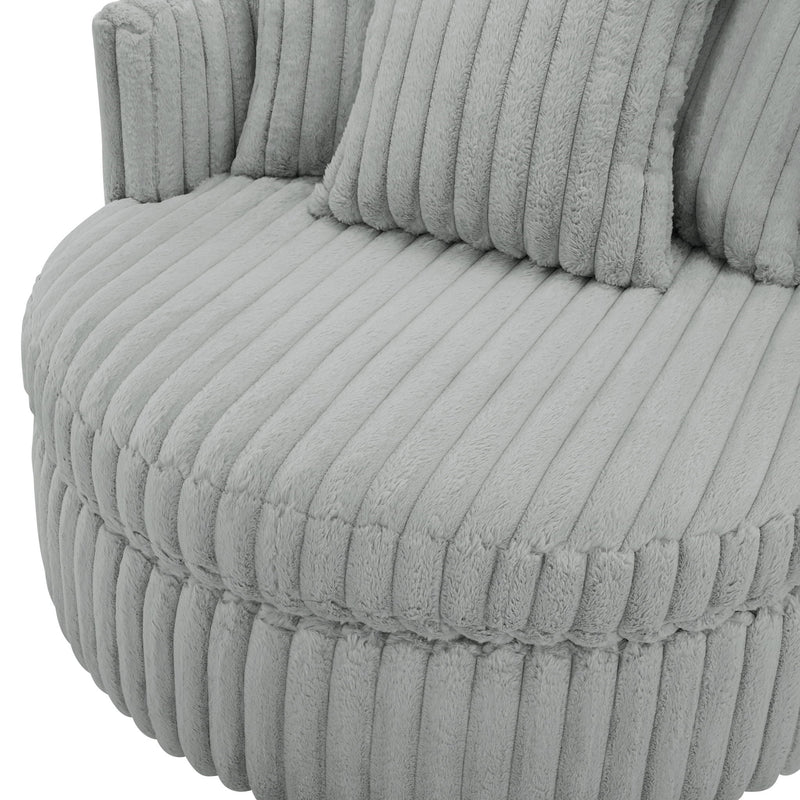 Mindy - Oversized Swivel Barrel Chair - Grey